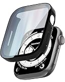 TEIQ アップルウォッチ カバー ケース 44mm 硬度10H 日本製旭硝子 生活-防水 【シリーズ SE3 SE2 SE 6 5 4 対応】 44ミリ (ブラック)