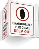 SmartSign by Lyle S-4610-AV-06 Unauthorized Personnel Keep Out Projecting Aluminum V-Sign 6 Length 5