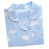 Godlovefull 子供パジャマ キッズ ガールズ ボーイズ男女兼用 上下セット 2点セット 長袖長パンツ 春 夏秋 ルームウェア ナイトウェア 可愛い 雲のプリントコットン100% 2重ガーゼ