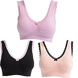 授乳ブラ マタニティブラ ノンワイヤーブラ 授乳ブラジャー ストラップオープン 3枚セット パイピング×パープルミックス 3L-4L