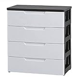 アイリスオーヤマ ウッドトップチェスト リビング・クローゼット収納 ホワイト/ブラック　4段　PG-724 ポイント10倍