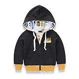 PANCY 子供服 秋冬 防寒コート キッズ スウェットパーカー フード付き トレーナー フーディ 長袖 厚手 男の子 刺繍(ブラック,140cm)