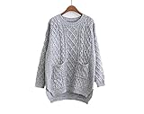おばあさんマタニティ レディース ニット 立体 編柄 ラウンドネック グレー 冬 フリー