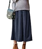 Angeliebe エンジェリーベ 産前 産後 対応 ストレッチ スウェード ガウチョ パンツ M ～ L ネイビー