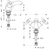 Hansgrohe(ハンスグローエ) アクサーカールトン 2ハンドル洗面混合水栓 60 クロム・ゴールド (ハンスグローエ ジャパン公式・日本規格適合品)