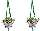 Fvstar 2pcs 40 inch Macrame Plant Hanger Outdoor Hanging Planter Flower Pot Basket Rope with 4-Leg a