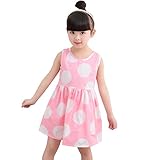 Cutelove 子供ドレス　ワンピース　ノースリーブ　女の子　夏　素敵　プリント　プリンセス　コットン　袖なし鮮やかな色　全8色　超可愛い