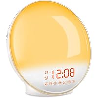 YABAE 目覚まし時計 光 大音量 目覚ましライト デジタル スヌーズ&ラジオ機能付き クロックラジオ アラーム ホワイト MY-09