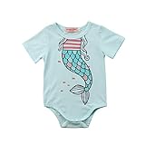 0-24ヶ月幼児子供の赤ちゃんの女の子夏の人魚プリントロンパーコットンボディースーツジャンプスーツ (100)