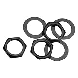 uxcell ギターナットとワッシャー 3/8" ギター入出力ジャックソケットナット 黒 ギターベース用 3セット