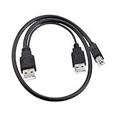 chenyang デュアルUSB 2.0オス→標準BオスYケーブル プリンタスキャナー外付けハードディスクドライブ用5V電源対応