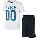 (ナイキ) NIKE ナイキ LITTLE Tシャツ+ショート セット 90 ホワイト/ブラック/オメガブルー/(オメガブルー)