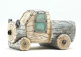 【Rurumiインテリア】ウッド調 くまのトラック型 ガーデニング プランター 植木鉢 車 樹脂製 (くまのトラック（グレー）)