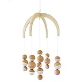 Petunia Pickle Bottom Dreaming in Dax Wooden Ceiling Mobile, Pink/White/Brown [並行輸入品]