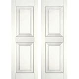 Ekena Millwork RWR12X028WHM Exterior Real Wood Sapele Mahogany Raised Panel Shutters (Per Pair), Whi