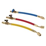 IPOTCH 冷媒チャージホース　ゴムと銅　高性能　ボールバルブ付き　高圧冷凍ホース　３個入り