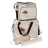 Perfk マザーズバック　セット　おむつバッグ　哺乳瓶ケース　ボトルホルダー　交換のマット　耐水性　全4色 - ベージュ