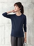 Angeliebe エンジェリーベ マタニティ 授乳口付き 綿混 やわらか フライス クルーネック Tシャツ 妊婦服 産前 産後 長袖 S ～ M ネイビー 22070 22070301