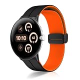 [ReHowy] Google Pixel Watch 4/3 45mm 対応 交換バンド シリコン製 ピクセルウォッチ4 バンド 45mm 弾力性 磁気 バックル付き サイズ調節可能 替えベルト コンパチブル Google Pixel Watch 4 45MM 交換ベルト ブラック/オレンジ