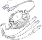 【100W 6in1】充電ケーブル 巻き取りUSB Type C ケーブル【PD100ｗとPD27ｗとusb10ｗ対応】3in2/1マルチ充電コード１本6役3台同時充電5A QC4.0 超急速充電LED表示高速データ転送iPhone15 充電ケーブル MacBook Pro/iPad Pro/Surface Pro/Asus/Google Pixel/Galaxy等タイプC対応 1.2M