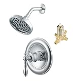 Aqueous KS-3050CH Shower Kit with Trim, Sunflower Showerhead, and Rough-in Valve, Chrome [並行輸入品]