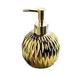 キラキラダイヤ詰め替えボトル 北欧風 ソープディスペンサー 陶器 セラミック ハンドソープ ディスペンサー ボトル ディスペンサー 洗面用品 バス トイレ お風呂 洗面台 雑貨 北欧 インテリア 400ml-ゴールド