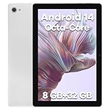 タブレット 10.1 インチ Android 14 タブレット 8GB RAM+32GB ROM、5000mAh ロングバッテリー、1TB 拡張、1280*800 IPS HD