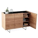 LOWYA （ロウヤ） 収納 ラック リビングボード 国産 スチール脚 天板化粧仕上げ 可動棚 コードリール付 サイドボード おしゃれ 幅120cm シャビーナチュラル 新生活