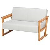 不二貿易 木肘ソファ 2人掛け 幅124cm グレー 97126