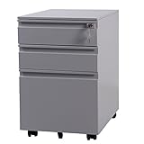 (OSJ)キャビネット 3段 A4対応 鍵付き キャスター付き (ニューグレー)