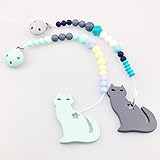 Mamimami Home 歯固め シリコーン ペンダント 可愛い猫 授乳ジュエリー おしゃぶり おしゃぶりホルダー 食品グレード BPAフリー 2個/ゼント