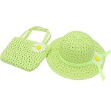 yopindoフローラルストローサンハットビーチキャップwithハンドバッグドレスUp Hat Purseセット8色 1-5 years old グリーン