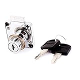 uxcell　面付きシリンダー錠　キャビネットロック　食器棚　メタル製　19mm径　2鍵付き