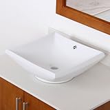 Eliteバスルームスクエアホワイトセラミック磁器容器シンクの蛇口、Vanity