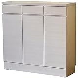 ライフスタイリングショップ キャビネット 窓下収納 幅91cm 木製 薄型 引出付 オフホワイト DL-612OWH