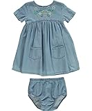 カーターズ Carter's ワンピース 半袖 綿シャンブレー100% オムツカバー付き Embroidered Chambray Dress 18M (78-83cm)