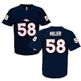 Outerstuff Von Miller デンバー・ブロンコス #58 NFL ユース パフォーマンス ジャージ Tシャツ ネイビー (ユースサイズ 8-20) Youth Large 14/16