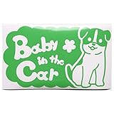 グリーン（緑） 犬 ジャックラッセルテリア モコモコ Baby in the car ベビー イン ザ カー ベビーインカー ステッカー 窓ガラス用シール...