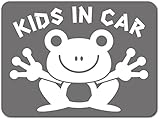 imoninn KIDS in car ステッカー　【マグネットタイプ】　No.22　カエルさん　（シルバーメタリック）