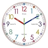 は、楽しい幼児教育、数字を学ぶ、静かな壁掛け時計 バッテリー駆動 子供部屋、装飾時計です カラフル A