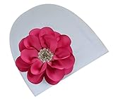 新生児病院Hat withサテンCharlotte Flower by Funny Girl Designs カラー: ピンク