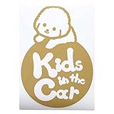ゴールド（金） 犬 ビションフリーゼ Kids in the car キッズ イン ザ カー キッズインカー ステッカー 窓ガラス用シールタイプ 車 円戌...