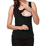 授乳服 マタニティ ベスト タンクトップ トップス インナーウェア 産前産後 純綿 ファッション (L, ブラック)