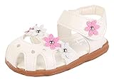 Ziweiba 女の子プリンセス シューズ ガールズサンダル 子供用歩行靴 女児夏靴 爪先保護 穴柄通気よく マジック留め 梅花モチーフ (14.5cm, C)
