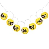 finether 6.9 Ft Battery Powered 10 LED Spider Patterned Round Paper Lantern文字列ライトハロウィン、クリスマスパーティー、パテ