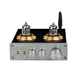 Bluetooth 5.0 6J2真空管 パワーアンプ HiFi ステレオ デジタルアンプ 高低音コントロール ホームサウンドシアター用 50W×2 一年保証 (シルバー)