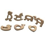 Kissteether 14pcs DIYの手は木製の象のペンダントクジラトロイの木馬キャメルオシドリのキツツキは、緑の赤ちゃんのおしゃぶりの天然ブナ木材製品を愛するカット (14pcs)
