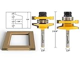 Yonico 12247q 斜角 2 ビット レールと縦框ルータービット セット 1/4インチ(6.3mm) シャンク
