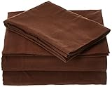 Pointehaven Flannel Deep Pocket Sheet Set with Oversized Flat Sheet Twin X-Long Chestnut [並行輸入品]