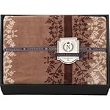 『香典返し 法事引き出物 お返しなどに人気の商品』　ナポレオンクラブ　北欧ストライプ二枚合わせ毛布　ブラウン　【掛け紙・包装可】